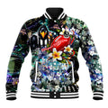 Personalized Collingwood Football Magpies Baseball Jacket Tropical Hibiscus Flowers - Pacific Fusion Style