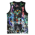 Personalized Collingwood Football Magpies Basketball Jersey Tropical Hibiscus Flowers - Pacific Fusion Style