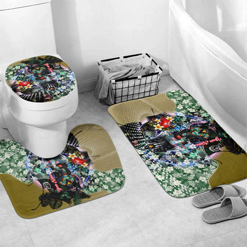 Personalized Collingwood Football Magpies Bathroom Set Tropical Hibiscus Flowers - Pacific Fusion Style