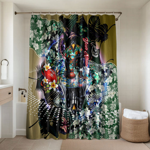 Personalized Collingwood Football Magpies Bathroom Set Tropical Hibiscus Flowers - Pacific Fusion Style
