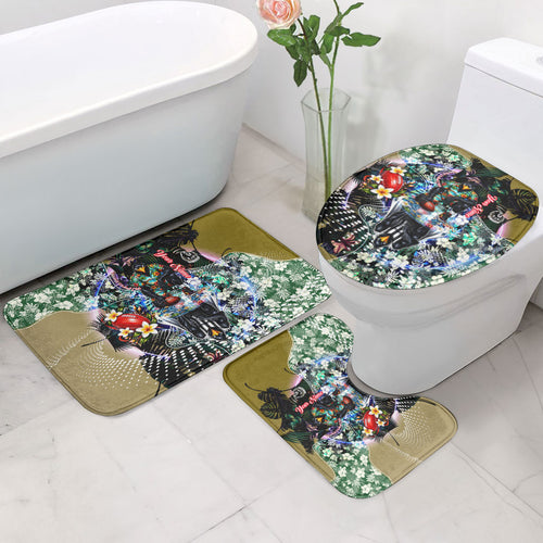 Personalized Collingwood Football Magpies Bathroom Set Tropical Hibiscus Flowers - Pacific Fusion Style
