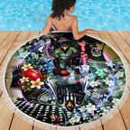 Personalized Collingwood Football Magpies Beach Blanket Tropical Hibiscus Flowers - Pacific Fusion Style
