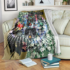 Personalized Collingwood Football Magpies Blanket Tropical Hibiscus Flowers - Pacific Fusion Style