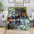 Personalized Collingwood Football Magpies Blanket Tropical Hibiscus Flowers - Pacific Fusion Style