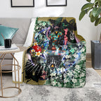 Personalized Collingwood Football Magpies Blanket Tropical Hibiscus Flowers - Pacific Fusion Style