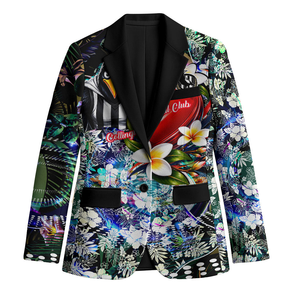 Personalized Collingwood Football Magpies Blazer Tropical Hibiscus Flowers - Pacific Fusion Style