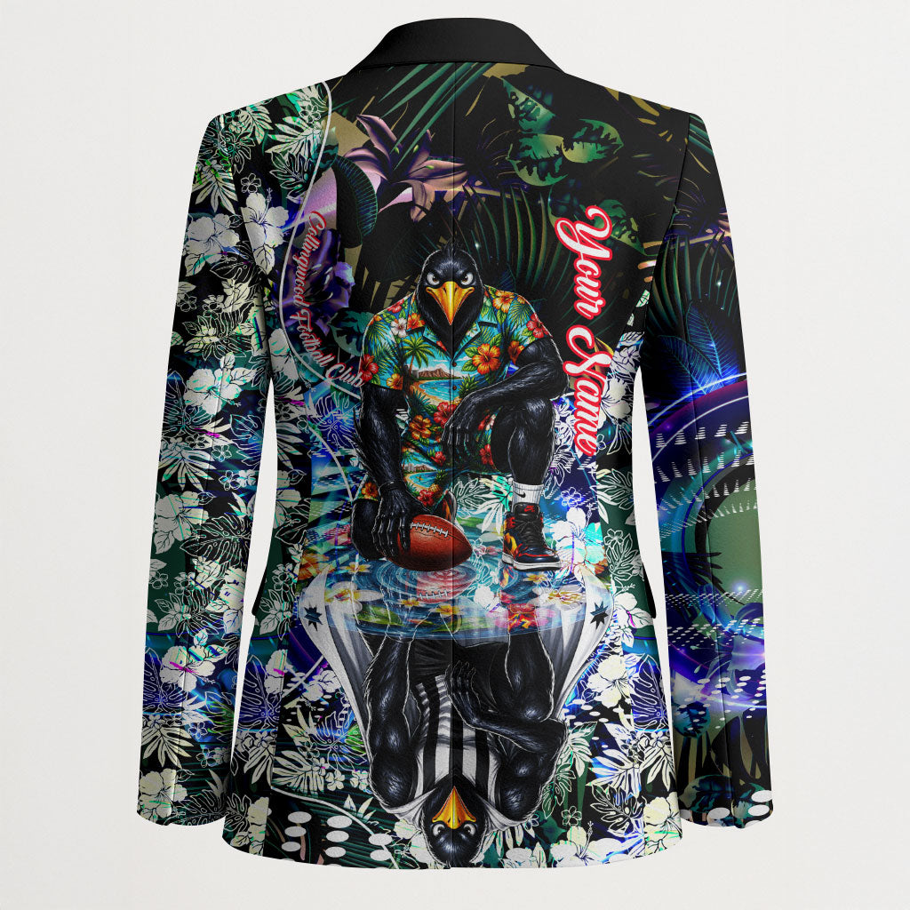 Personalized Collingwood Football Magpies Blazer Tropical Hibiscus Flowers - Pacific Fusion Style