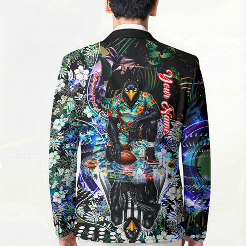 Personalized Collingwood Football Magpies Blazer Tropical Hibiscus Flowers - Pacific Fusion Style