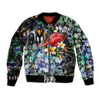 Personalized Collingwood Football Magpies Bomber Jacket Tropical Hibiscus Flowers - Pacific Fusion Style