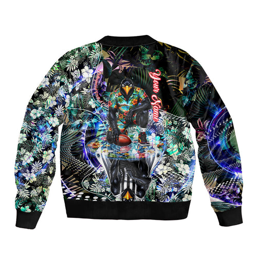 Personalized Collingwood Football Magpies Bomber Jacket Tropical Hibiscus Flowers - Pacific Fusion Style