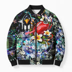 Personalized Collingwood Football Magpies Bomber Puffer Jacket Tropical Hibiscus Flowers - Pacific Fusion Style