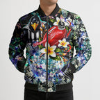 Personalized Collingwood Football Magpies Bomber Puffer Jacket Tropical Hibiscus Flowers - Pacific Fusion Style