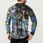 Personalized Collingwood Football Magpies Button Sweatshirt Tropical Hibiscus Flowers - Pacific Fusion Style