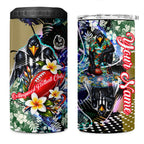 Personalized Collingwood Football Magpies 4 in 1 Can Cooler Tumbler Tropical Hibiscus Flowers - Pacific Fusion Style