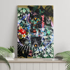 Personalized Collingwood Football Magpies Canvas Wall Art Tropical Hibiscus Flowers - Pacific Fusion Style