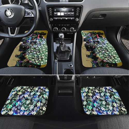 Personalized Collingwood Football Magpies Car Mats Tropical Hibiscus Flowers - Pacific Fusion Style