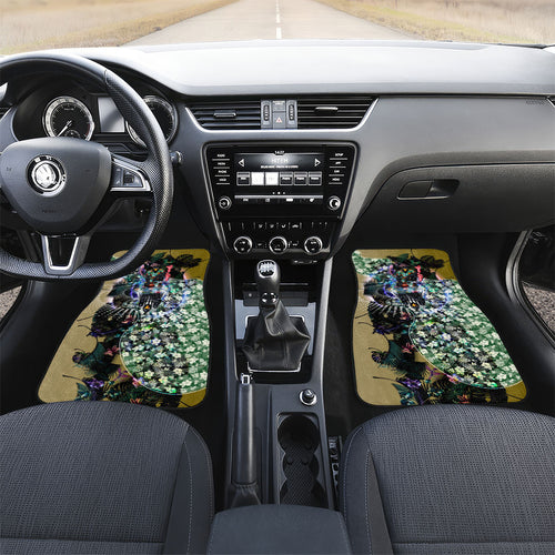 Personalized Collingwood Football Magpies Car Mats Tropical Hibiscus Flowers - Pacific Fusion Style