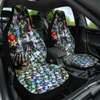 Personalized Collingwood Football Magpies Car Seat Cover Tropical Hibiscus Flowers - Pacific Fusion Style