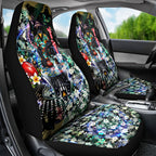 Personalized Collingwood Football Magpies Car Seat Cover Tropical Hibiscus Flowers - Pacific Fusion Style
