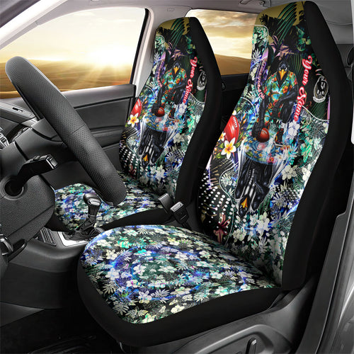 Personalized Collingwood Football Magpies Car Seat Cover Tropical Hibiscus Flowers - Pacific Fusion Style