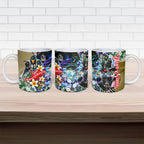 Personalized Collingwood Football Magpies Ceramic Mug Tropical Hibiscus Flowers - Pacific Fusion Style