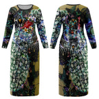 Personalized Collingwood Football Magpies Couples Matching Long Sleeve Bodycon Dress and Hawaiian Shirt Tropical Hibiscus Flowers - Pacific Fusion Style