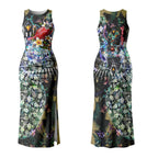 Personalized Collingwood Football Magpies Couples Matching Tank Maxi Dress and Long Sleeve Button Shirt Tropical Hibiscus Flowers - Pacific Fusion Style