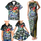 Personalized Collingwood Football Magpies Family Matching Tank Maxi Dress and Hawaiian Shirt Tropical Hibiscus Flowers - Pacific Fusion Style