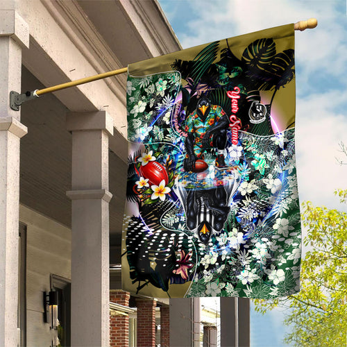 Personalized Collingwood Football Magpies Garden Flag Tropical Hibiscus Flowers - Pacific Fusion Style