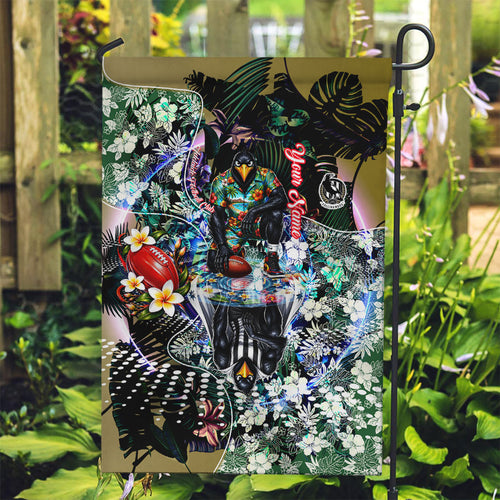 Personalized Collingwood Football Magpies Garden Flag Tropical Hibiscus Flowers - Pacific Fusion Style
