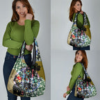 Personalized Collingwood Football Magpies Grocery Bag Tropical Hibiscus Flowers - Pacific Fusion Style