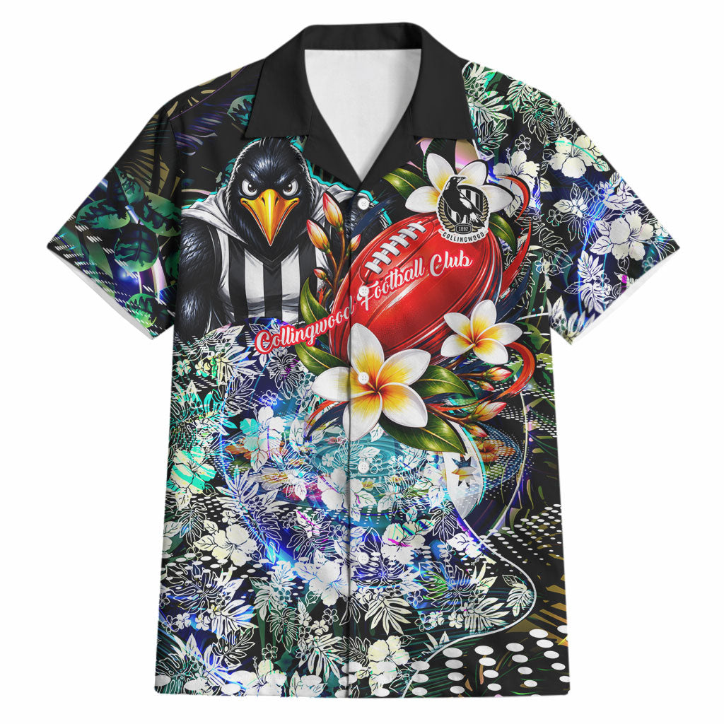 Personalized Collingwood Football Magpies Hawaiian Shirt Tropical Hibiscus Flowers - Pacific Fusion Style