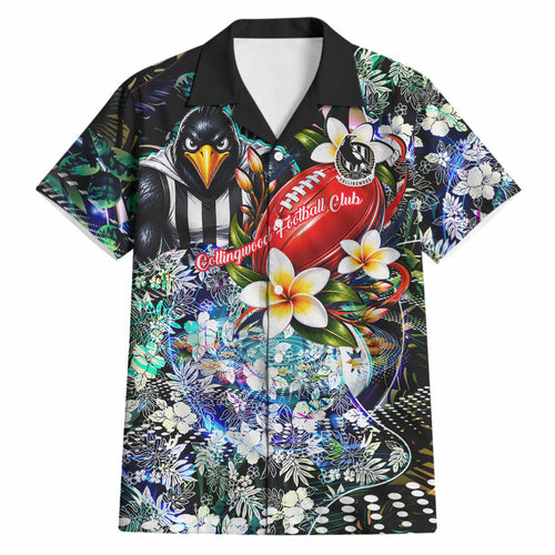 Personalized Collingwood Football Magpies Hawaiian Shirt Tropical Hibiscus Flowers - Pacific Fusion Style