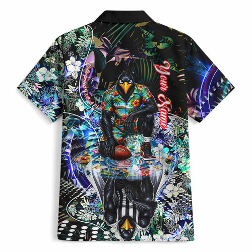 Personalized Collingwood Football Magpies Hawaiian Shirt Tropical Hibiscus Flowers - Pacific Fusion Style