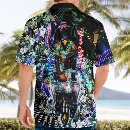 Personalized Collingwood Football Magpies Hawaiian Shirt Tropical Hibiscus Flowers - Pacific Fusion Style