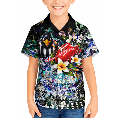 Personalized Collingwood Football Magpies Hawaiian Shirt Tropical Hibiscus Flowers - Pacific Fusion Style