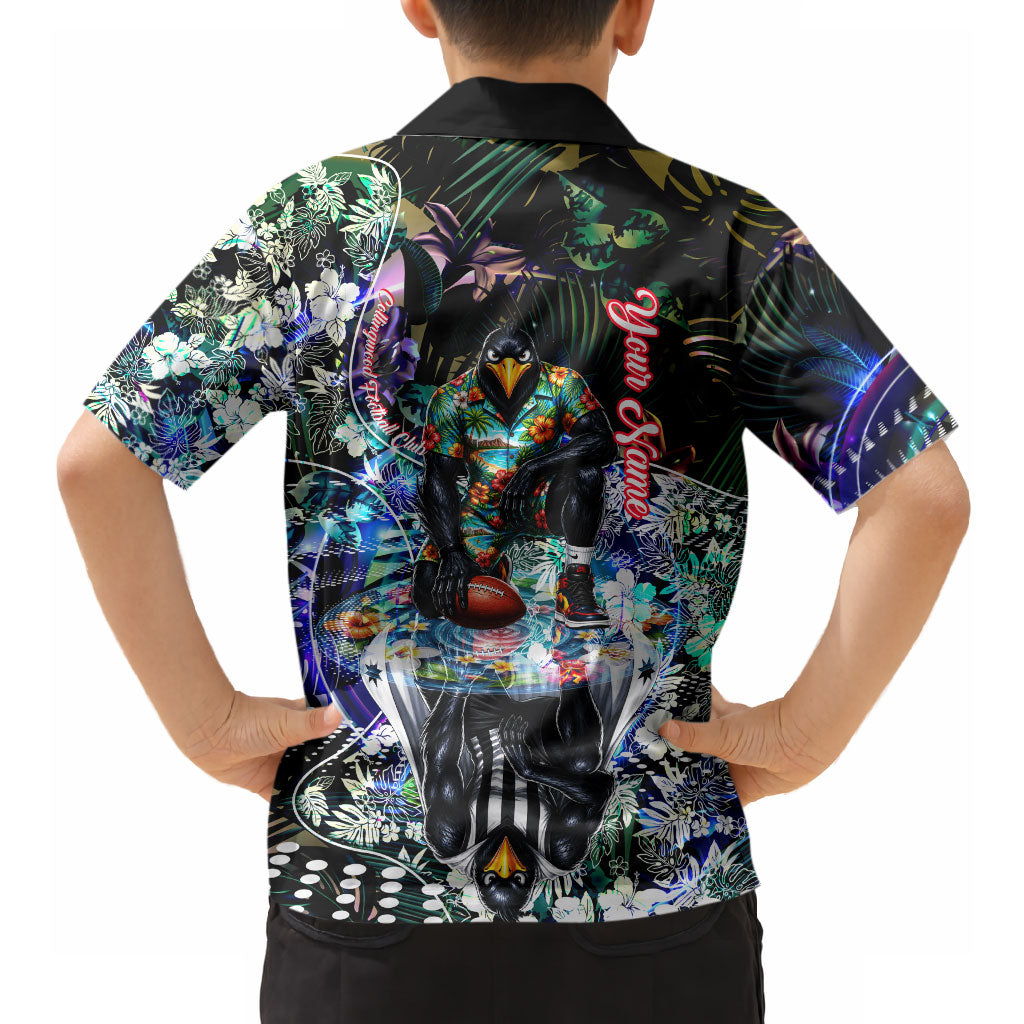 Personalized Collingwood Football Magpies Hawaiian Shirt Tropical Hibiscus Flowers - Pacific Fusion Style