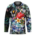 Personalized Collingwood Football Magpies Hockey Jersey Tropical Hibiscus Flowers - Pacific Fusion Style
