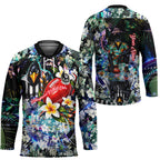 Personalized Collingwood Football Magpies Hockey Jersey Tropical Hibiscus Flowers - Pacific Fusion Style