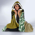 Personalized Collingwood Football Magpies Hooded Blanket Tropical Hibiscus Flowers - Pacific Fusion Style