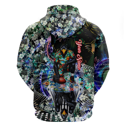 Personalized Collingwood Football Magpies Hoodie Tropical Hibiscus Flowers - Pacific Fusion Style
