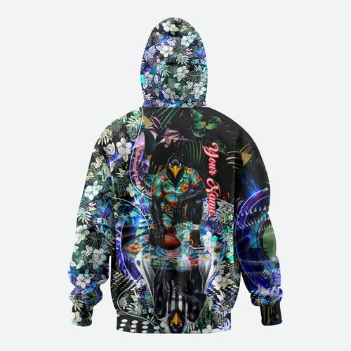Personalized Collingwood Football Magpies Hoodie Tropical Hibiscus Flowers - Pacific Fusion Style