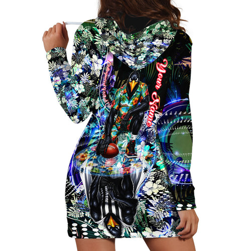 Personalized Collingwood Football Magpies Hoodie Dress Tropical Hibiscus Flowers - Pacific Fusion Style