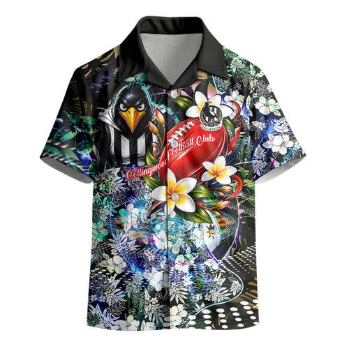 Personalized Collingwood Football Magpies Kid Hawaiian Shirt Tropical Hibiscus Flowers - Pacific Fusion Style