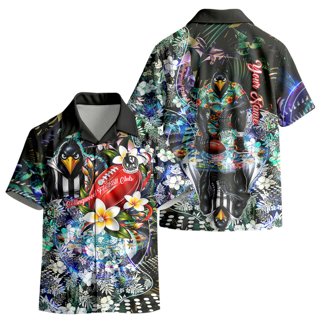 Personalized Collingwood Football Magpies Kid Hawaiian Shirt Tropical Hibiscus Flowers - Pacific Fusion Style