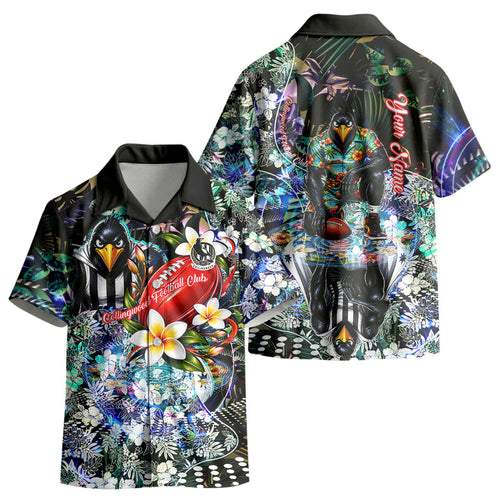 Personalized Collingwood Football Magpies Kid Hawaiian Shirt Tropical Hibiscus Flowers - Pacific Fusion Style