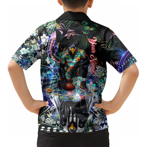 Personalized Collingwood Football Magpies Kid Hawaiian Shirt Tropical Hibiscus Flowers - Pacific Fusion Style