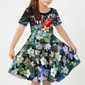 Personalized Collingwood Football Magpies Kid Short Sleeve Dress Tropical Hibiscus Flowers - Pacific Fusion Style
