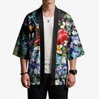 Personalized Collingwood Football Magpies Kimono Tropical Hibiscus Flowers - Pacific Fusion Style