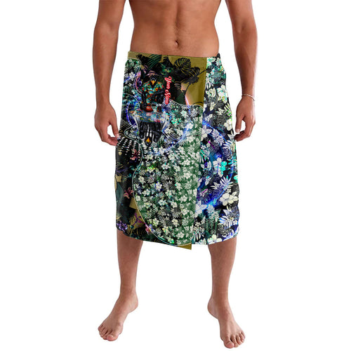 Personalized Collingwood Football Magpies Lavalava Tropical Hibiscus Flowers - Pacific Fusion Style